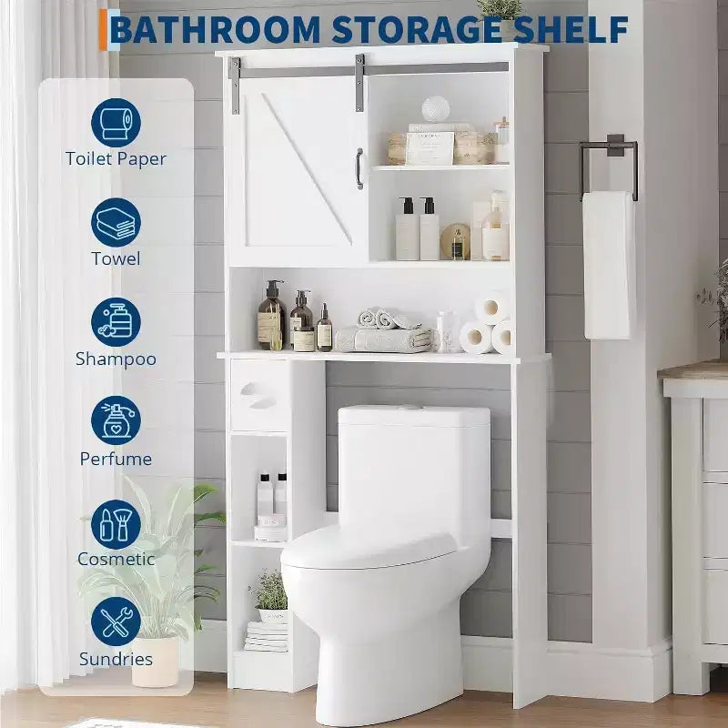 Meuble de rangement autoportant au-dessus des toilettes