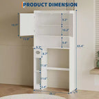 Freestanding Over-The-Toilet Storage Cabinet White Bathroom Organizer Adjustable Shelves Space-Saving Design for Small Bathrooms
