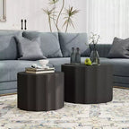 Nesting Coffee Table Set of 2 Modern Coffee Tables Space-Saving Round Circle Coffee Tables
