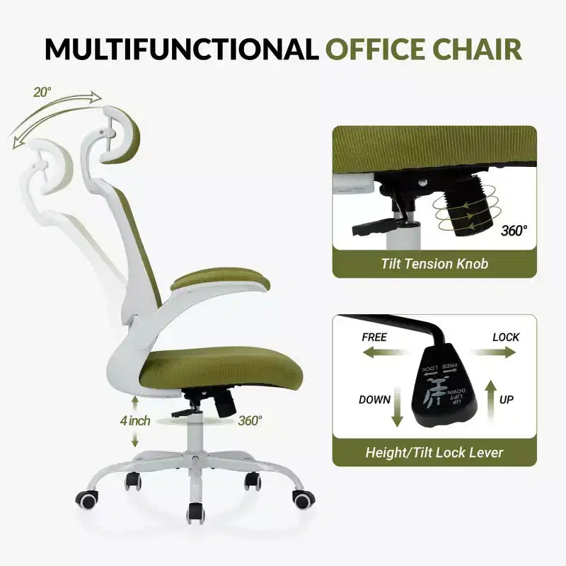 Chaise de bureau ergonomique en maille respirante