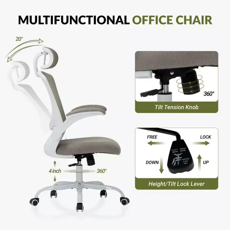 Chaise de bureau ergonomique en maille respirante
