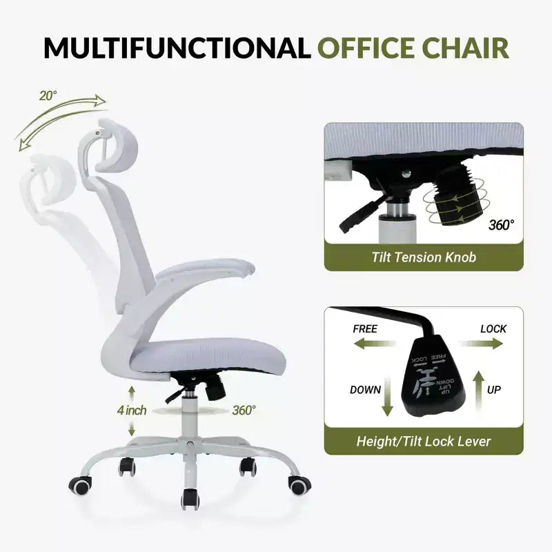 Chaise de bureau ergonomique en maille respirante