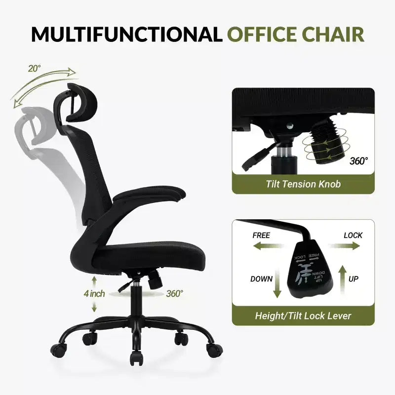 Chaise de bureau ergonomique en maille respirante