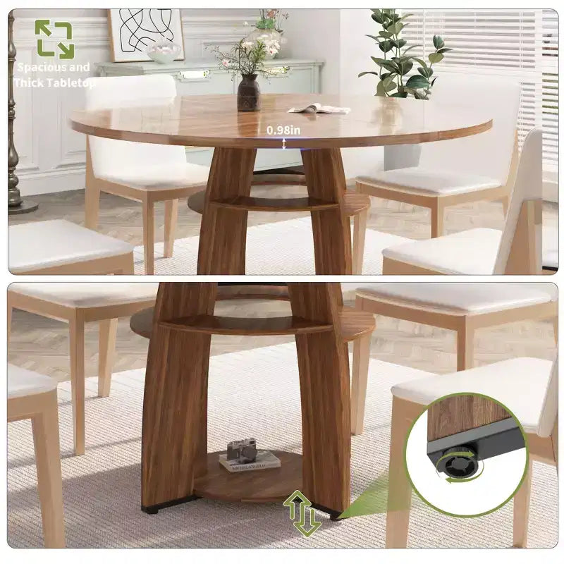 Table à manger ronde en bois moderne