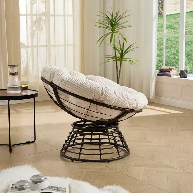 Fauteuil moderne en rotin pivotant à 360°