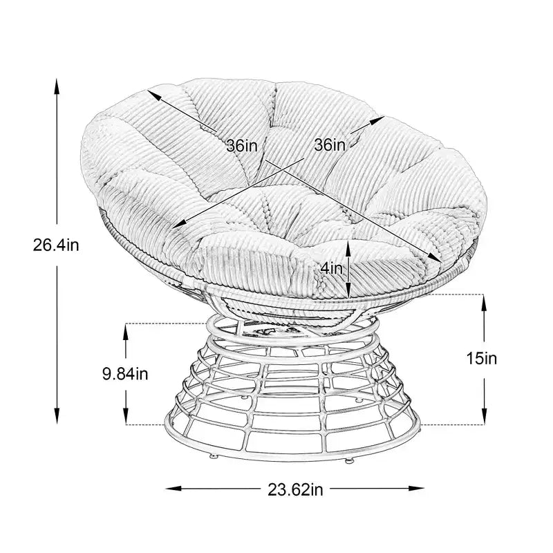 Fauteuil moderne en rotin pivotant à 360°