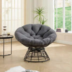 GDFStudio Rina Modern 360 Swivel Rattan Papasan Chair with Soft Thick Cushion