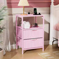 Karl Home 15 Inches Wide Nightstand - 2 Drawers 1 Shelf US Power Outlet