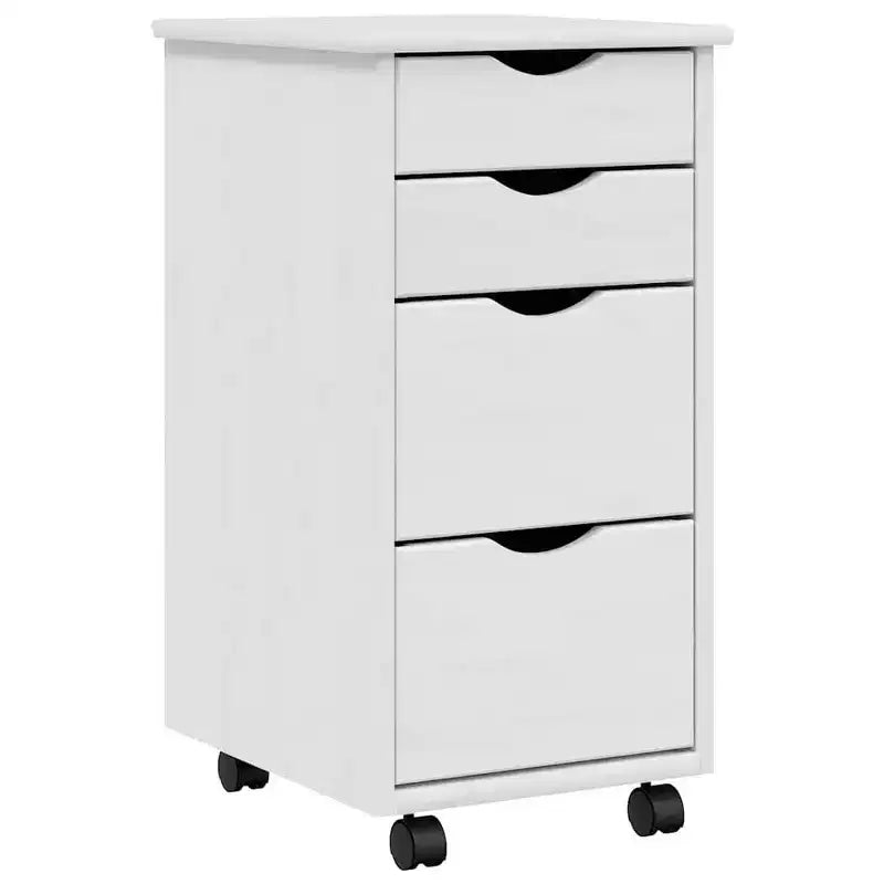 vidaXL Rolling Cabinet White Solid pine wood engineered wood plastic