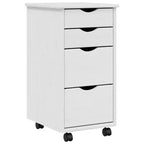 vidaXL Rolling Cabinet White Solid pine wood engineered wood plastic