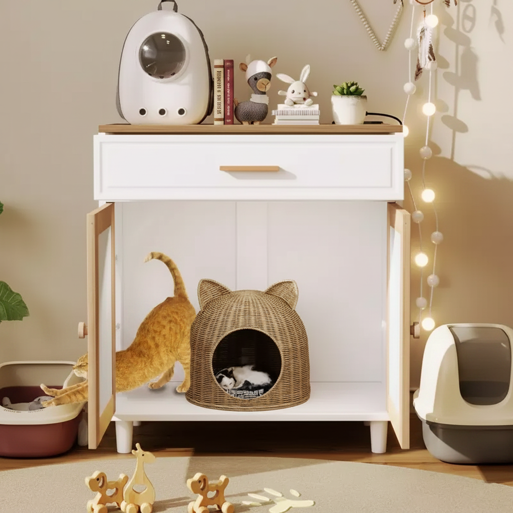 Meuble de rangement moderne avec griffoir pour chat