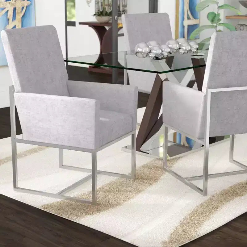 Fauteuil de salle à manger en velours gris