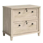 Sauder 2 Drawer Hammond Lateral File Cabinet Chalk Oak: Modern Style Rubberwood Frame Spot Clean