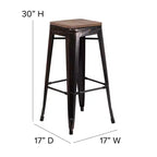 Tabouret de bar en métal avec assise en bois