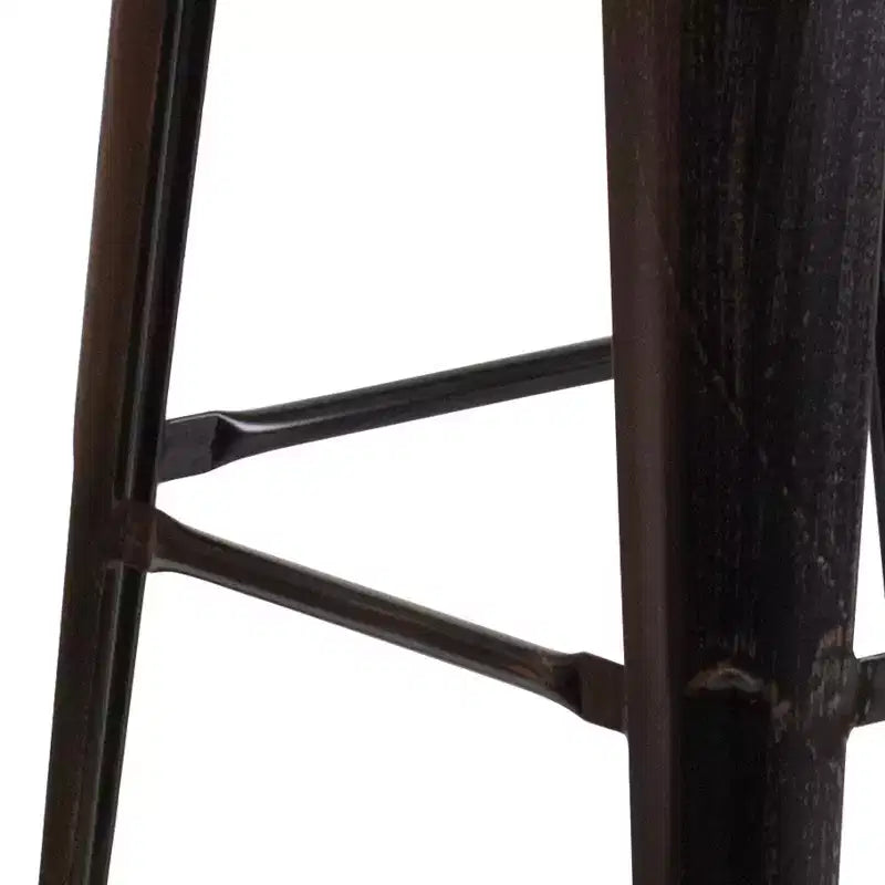 Tabouret de bar en métal avec assise en bois