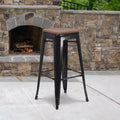 Tabouret de bar en métal avec assise en bois