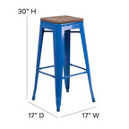 Tabouret de bar en métal avec assise en bois