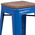 Tabouret de bar en métal avec assise en bois