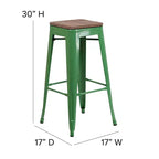 Tabouret de bar en métal avec assise en bois