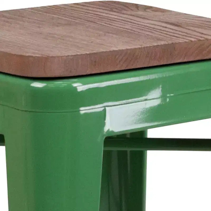 Tabouret de bar en métal avec assise en bois