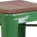 Tabouret de bar en métal avec assise en bois