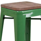 Tabouret de bar en métal avec assise en bois