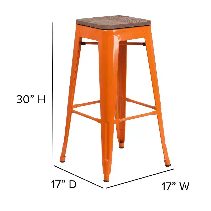 Tabouret de bar en métal avec assise en bois