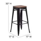 Tabouret de bar en métal avec assise en bois