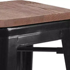 Tabouret de bar en métal avec assise en bois