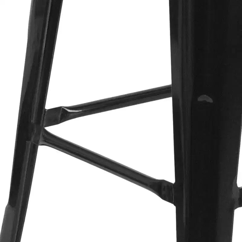Tabouret de bar en métal avec assise en bois