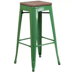 Tabouret de bar en métal avec assise en bois