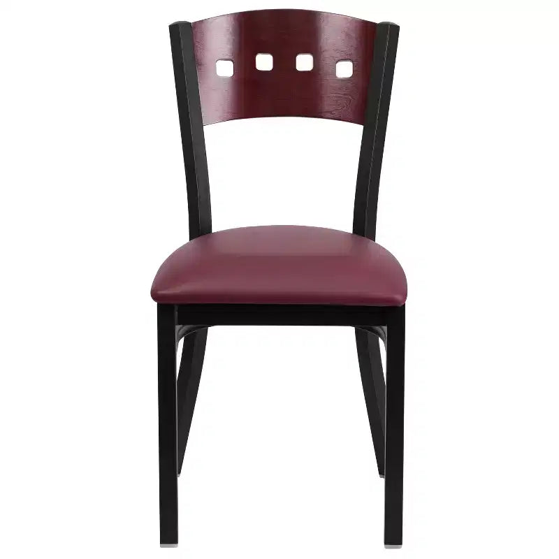 Chaise de salle à manger de restaurant en métal noir