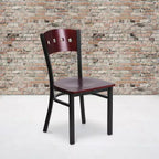 Chaise de salle à manger de restaurant en métal noir