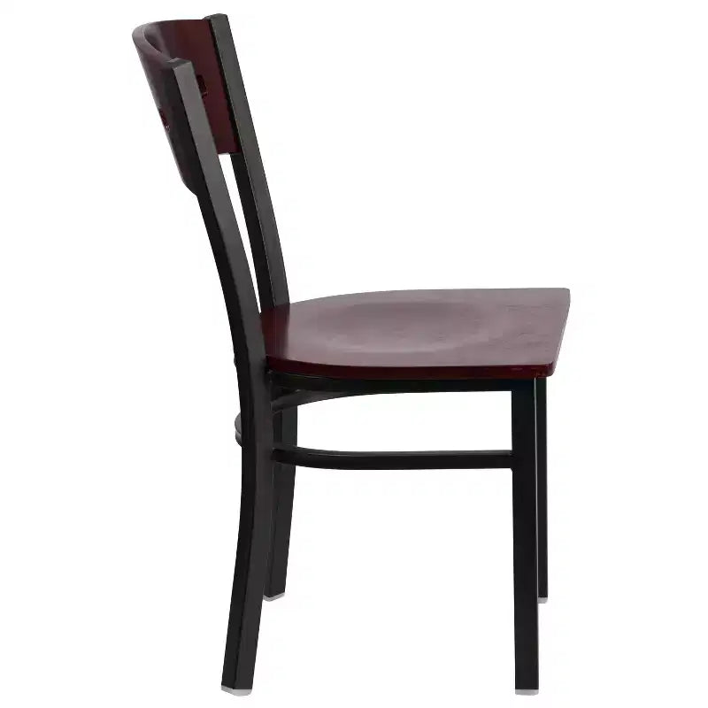 Chaise de salle à manger de restaurant en métal noir