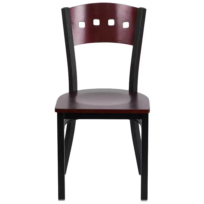 Chaise de salle à manger de restaurant en métal noir