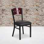 Chaise de salle à manger de restaurant en métal noir