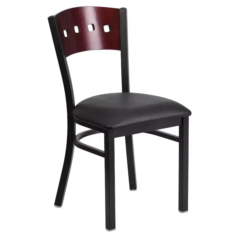 Chaise de salle à manger de restaurant en métal noir