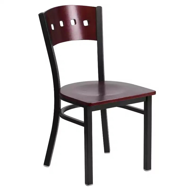 Chaise de salle à manger de restaurant en métal noir